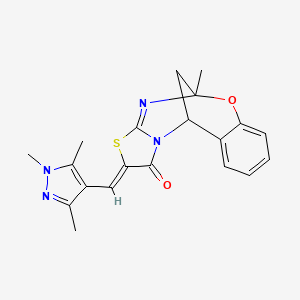 (2Z)-5-methyl-2-[(1,3,5-trimethyl-1H-pyrazol-4-yl)methylidene]-5H,11H-5,11-methano[1,3]thiazolo[2,3-d][1,3,5]benzoxadiazocin-1(2H)-one