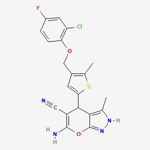 6-Amino-4-{4-[(2-chloro-4-fluorophenoxy)methyl]-5-methylthiophen-2-yl}-3-methyl-1,4-dihydropyrano[2,3-c]pyrazole-5-carbonitrile