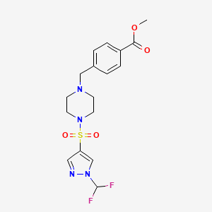 molecular formula C17H20F2N4O4S B10893257 methyl 4-[(4-{[1-(difluoromethyl)-1H-pyrazol-4-yl]sulfonyl}piperazino)methyl]benzoate 