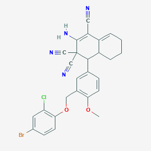 molecular formula C27H22BrClN4O2 B10893332 2-amino-4-{3-[(4-bromo-2-chlorophenoxy)methyl]-4-methoxyphenyl}-4a,5,6,7-tetrahydronaphthalene-1,3,3(4H)-tricarbonitrile 