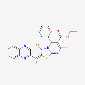 molecular formula C25H20N4O3S B10893347 ethyl (2E)-7-methyl-3-oxo-5-phenyl-2-(quinoxalin-2-ylmethylidene)-2,3-dihydro-5H-[1,3]thiazolo[3,2-a]pyrimidine-6-carboxylate 