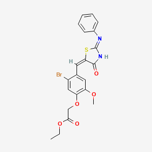 ethyl (5-bromo-2-methoxy-4-{(E)-[(2Z)-4-oxo-2-(phenylimino)-1,3-thiazolidin-5-ylidene]methyl}phenoxy)acetate