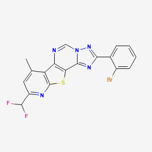 molecular formula C18H10BrF2N5S B10893361 4-(2-bromophenyl)-13-(difluoromethyl)-11-methyl-16-thia-3,5,6,8,14-pentazatetracyclo[7.7.0.02,6.010,15]hexadeca-1(9),2,4,7,10(15),11,13-heptaene 