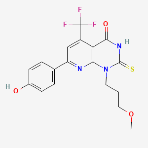 molecular formula C18H16F3N3O3S B10893364 7-(4-hydroxyphenyl)-1-(3-methoxypropyl)-2-sulfanyl-5-(trifluoromethyl)pyrido[2,3-d]pyrimidin-4(1H)-one 