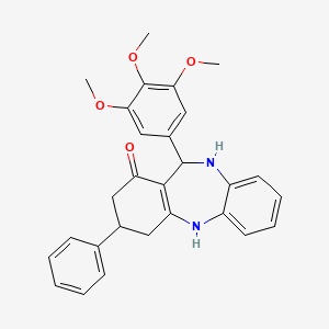 9-Phenyl-6-(3,4,5-trimethoxyphenyl)-5,6,8,9,10,11-hexahydrobenzo[b][1,4]benzodiazepin-7-one