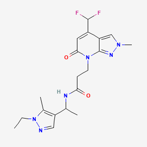 3-[4-(difluoromethyl)-2-methyl-6-oxo-2,6-dihydro-7H-pyrazolo[3,4-b]pyridin-7-yl]-N-[1-(1-ethyl-5-methyl-1H-pyrazol-4-yl)ethyl]propanamide