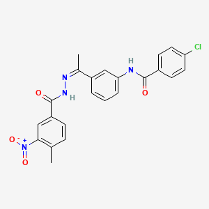 4-chloro-N-{3-[(1Z)-1-{2-[(4-methyl-3-nitrophenyl)carbonyl]hydrazinylidene}ethyl]phenyl}benzamide