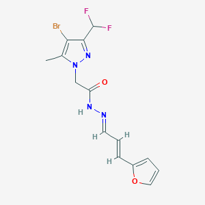 2-[4-bromo-3-(difluoromethyl)-5-methyl-1H-pyrazol-1-yl]-N'-[(1E,2E)-3-(furan-2-yl)prop-2-en-1-ylidene]acetohydrazide