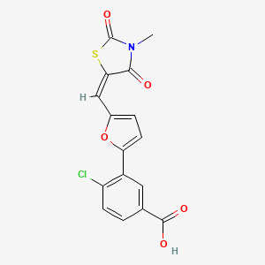 4-chloro-3-{5-[(E)-(3-methyl-2,4-dioxo-1,3-thiazolidin-5-ylidene)methyl]furan-2-yl}benzoic acid