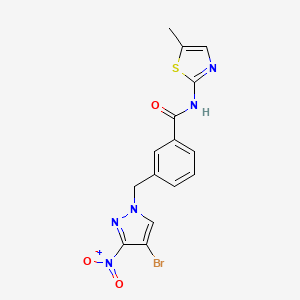 3-[(4-bromo-3-nitro-1H-pyrazol-1-yl)methyl]-N-(5-methyl-1,3-thiazol-2-yl)benzamide