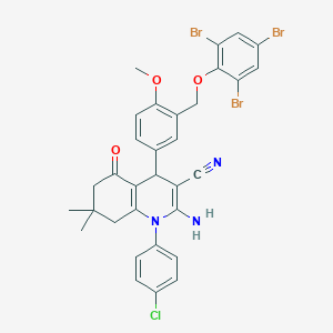 molecular formula C32H27Br3ClN3O3 B10893642 2-Amino-1-(4-chlorophenyl)-4-{4-methoxy-3-[(2,4,6-tribromophenoxy)methyl]phenyl}-7,7-dimethyl-5-oxo-1,4,5,6,7,8-hexahydroquinoline-3-carbonitrile 