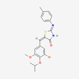 (5E)-5-[(3-bromo-5-methoxy-4-propan-2-yloxyphenyl)methylidene]-2-(4-methylanilino)-1,3-thiazol-4-one