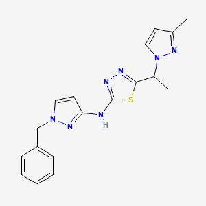 N-(1-benzyl-1H-pyrazol-3-yl)-5-[1-(3-methyl-1H-pyrazol-1-yl)ethyl]-1,3,4-thiadiazol-2-amine