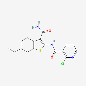 molecular formula C17H18ClN3O2S B10893691 N-(3-carbamoyl-6-ethyl-4,5,6,7-tetrahydro-1-benzothiophen-2-yl)-2-chloropyridine-3-carboxamide 