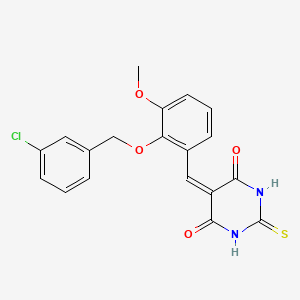 molecular formula C19H15ClN2O4S B10893710 5-{2-[(3-chlorobenzyl)oxy]-3-methoxybenzylidene}-2-thioxodihydropyrimidine-4,6(1H,5H)-dione 