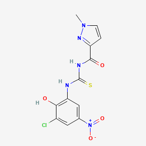 molecular formula C12H10ClN5O4S B10893734 N-[(3-chloro-2-hydroxy-5-nitrophenyl)carbamothioyl]-1-methyl-1H-pyrazole-3-carboxamide 