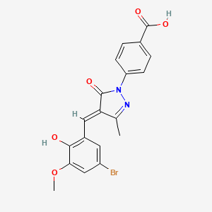 4-[(4E)-4-(5-bromo-2-hydroxy-3-methoxybenzylidene)-3-methyl-5-oxo-4,5-dihydro-1H-pyrazol-1-yl]benzoic acid