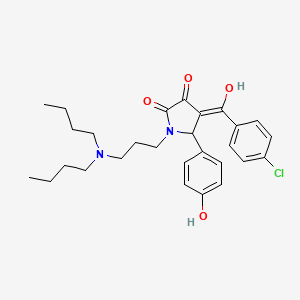 molecular formula C28H35ClN2O4 B10893791 4-(4-chlorobenzoyl)-1-[3-(dibutylamino)propyl]-3-hydroxy-5-(4-hydroxyphenyl)-1,5-dihydro-2H-pyrrol-2-one 