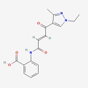 molecular formula C17H17N3O4 B10893819 2-[4-(1-Ethyl-3-methyl-1H-pyrazol-4-yl)-4-oxobut-2-enamido]benzoic acid 