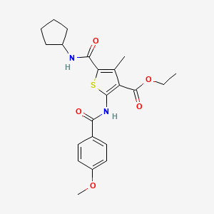 Ethyl 5-(cyclopentylcarbamoyl)-2-{[(4-methoxyphenyl)carbonyl]amino}-4-methylthiophene-3-carboxylate