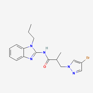 molecular formula C17H20BrN5O B10893833 3-(4-bromo-1H-pyrazol-1-yl)-2-methyl-N-(1-propyl-1H-benzimidazol-2-yl)propanamide 