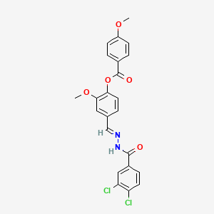 4-[(E)-{2-[(3,4-dichlorophenyl)carbonyl]hydrazinylidene}methyl]-2-methoxyphenyl 4-methoxybenzoate