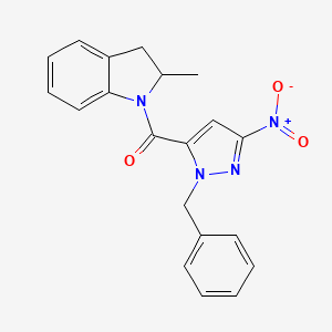 (1-benzyl-3-nitro-1H-pyrazol-5-yl)(2-methyl-2,3-dihydro-1H-indol-1-yl)methanone