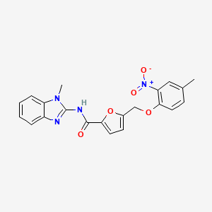 molecular formula C21H18N4O5 B10893874 N-(1-methyl-1H-benzimidazol-2-yl)-5-[(4-methyl-2-nitrophenoxy)methyl]-2-furamide 