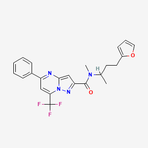 molecular formula C23H21F3N4O2 B10893903 N-[4-(furan-2-yl)butan-2-yl]-N-methyl-5-phenyl-7-(trifluoromethyl)pyrazolo[1,5-a]pyrimidine-2-carboxamide 