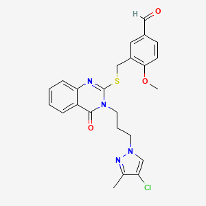 3-[({3-[3-(4-chloro-3-methyl-1H-pyrazol-1-yl)propyl]-4-oxo-3,4-dihydroquinazolin-2-yl}sulfanyl)methyl]-4-methoxybenzaldehyde