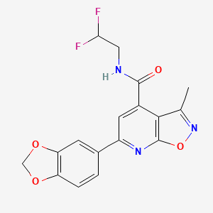 molecular formula C17H13F2N3O4 B10893945 6-(1,3-benzodioxol-5-yl)-N-(2,2-difluoroethyl)-3-methyl[1,2]oxazolo[5,4-b]pyridine-4-carboxamide 