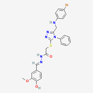 2-[(5-{[(4-bromophenyl)amino]methyl}-4-phenyl-4H-1,2,4-triazol-3-yl)sulfanyl]-N'-[(E)-(4-hydroxy-3-methoxyphenyl)methylidene]acetohydrazide