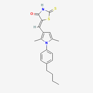 molecular formula C20H22N2OS2 B10894061 (5Z)-5-{[1-(4-butylphenyl)-2,5-dimethyl-1H-pyrrol-3-yl]methylidene}-2-thioxo-1,3-thiazolidin-4-one 