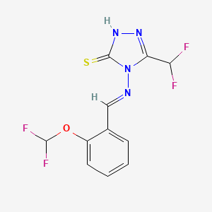 molecular formula C11H8F4N4OS B10894062 4-({(E)-[2-(difluoromethoxy)phenyl]methylidene}amino)-5-(difluoromethyl)-4H-1,2,4-triazole-3-thiol 