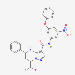 molecular formula C26H21F2N5O4 B10894073 7-(difluoromethyl)-N-(3-nitro-5-phenoxyphenyl)-5-phenyl-4,5,6,7-tetrahydropyrazolo[1,5-a]pyrimidine-3-carboxamide 