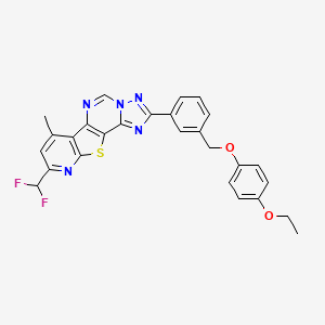 molecular formula C27H21F2N5O2S B10894136 13-(difluoromethyl)-4-[3-[(4-ethoxyphenoxy)methyl]phenyl]-11-methyl-16-thia-3,5,6,8,14-pentazatetracyclo[7.7.0.02,6.010,15]hexadeca-1(9),2,4,7,10(15),11,13-heptaene 