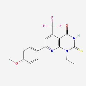 1-ethyl-7-(4-methoxyphenyl)-2-sulfanyl-5-(trifluoromethyl)pyrido[2,3-d]pyrimidin-4(1H)-one