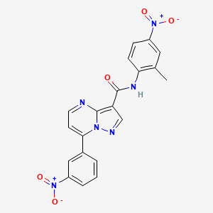 molecular formula C20H14N6O5 B10894146 N-(2-methyl-4-nitrophenyl)-7-(3-nitrophenyl)pyrazolo[1,5-a]pyrimidine-3-carboxamide 