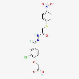 {2-chloro-4-[(E)-(2-{[(4-nitrophenyl)sulfanyl]acetyl}hydrazinylidene)methyl]phenoxy}acetic acid