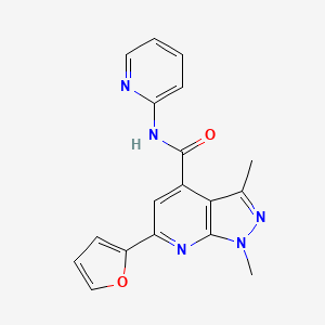 molecular formula C18H15N5O2 B10894202 6-(furan-2-yl)-1,3-dimethyl-N-(pyridin-2-yl)-1H-pyrazolo[3,4-b]pyridine-4-carboxamide 