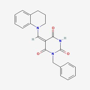 molecular formula C21H19N3O3 B10894215 (5E)-1-benzyl-5-(3,4-dihydro-2H-quinolin-1-ylmethylidene)-1,3-diazinane-2,4,6-trione 