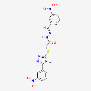 molecular formula C18H15N7O5S B10894230 2-{[4-methyl-5-(3-nitrophenyl)-4H-1,2,4-triazol-3-yl]sulfanyl}-N'-[(E)-(3-nitrophenyl)methylidene]acetohydrazide 