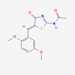 molecular formula C14H14N2O4S B10894233 N-[(2E,5Z)-5-(2,5-dimethoxybenzylidene)-4-oxo-1,3-thiazolidin-2-ylidene]acetamide 