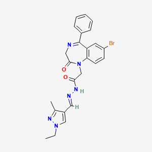 molecular formula C24H23BrN6O2 B10894250 2-(7-bromo-2-oxo-5-phenyl-2,3-dihydro-1H-1,4-benzodiazepin-1-yl)-N'-[(E)-(1-ethyl-3-methyl-1H-pyrazol-4-yl)methylidene]acetohydrazide 