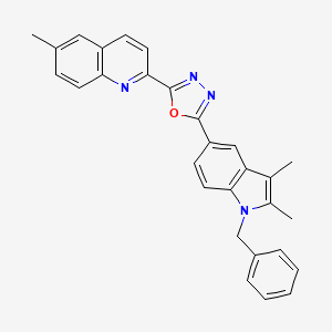 2-[5-(1-benzyl-2,3-dimethyl-1H-indol-5-yl)-1,3,4-oxadiazol-2-yl]-6-methylquinoline