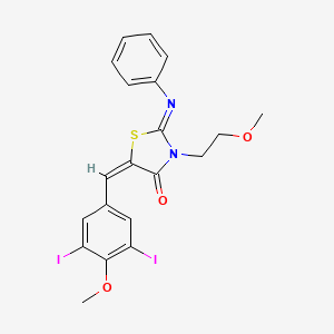 molecular formula C20H18I2N2O3S B10894286 (2Z,5E)-5-(3,5-diiodo-4-methoxybenzylidene)-3-(2-methoxyethyl)-2-(phenylimino)-1,3-thiazolidin-4-one 