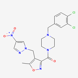 molecular formula C20H20Cl2N6O4 B10894318 [4-(3,4-dichlorobenzyl)piperazin-1-yl]{5-methyl-4-[(4-nitro-1H-pyrazol-1-yl)methyl]-1,2-oxazol-3-yl}methanone 