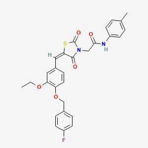 molecular formula C28H25FN2O5S B10894331 2-[(5E)-5-{3-ethoxy-4-[(4-fluorobenzyl)oxy]benzylidene}-2,4-dioxo-1,3-thiazolidin-3-yl]-N-(4-methylphenyl)acetamide 