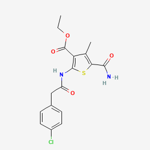 Ethyl 5-carbamoyl-2-{[(4-chlorophenyl)acetyl]amino}-4-methylthiophene-3-carboxylate