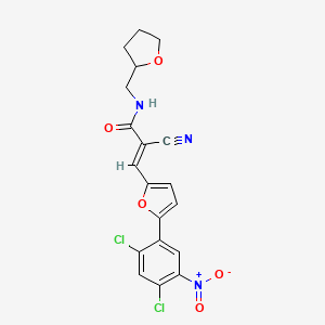 (2E)-2-cyano-3-[5-(2,4-dichloro-5-nitrophenyl)furan-2-yl]-N-(tetrahydrofuran-2-ylmethyl)prop-2-enamide